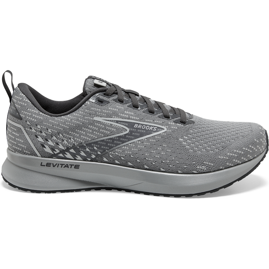 Women's Brooks Levitate 5, Grey/Oyster/Blackened Pearl, 8.5 B Medium
