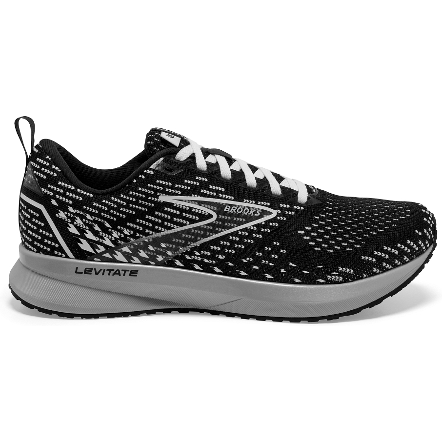 Women's Brooks Levitate 5, Black/Grey/White, 9 B Medium