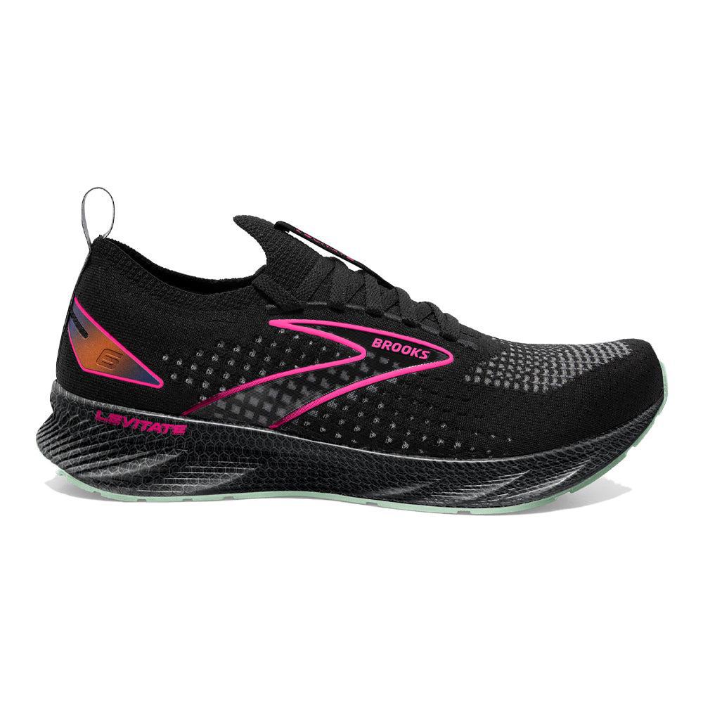 Women's Brooks Levitate StealthFit 6, Black/Pink, 7.5 B Medium