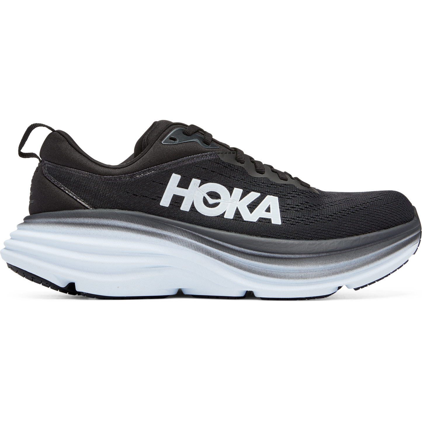 Women's Hoka One One Bondi 8, Black/White, 7.5 B Medium