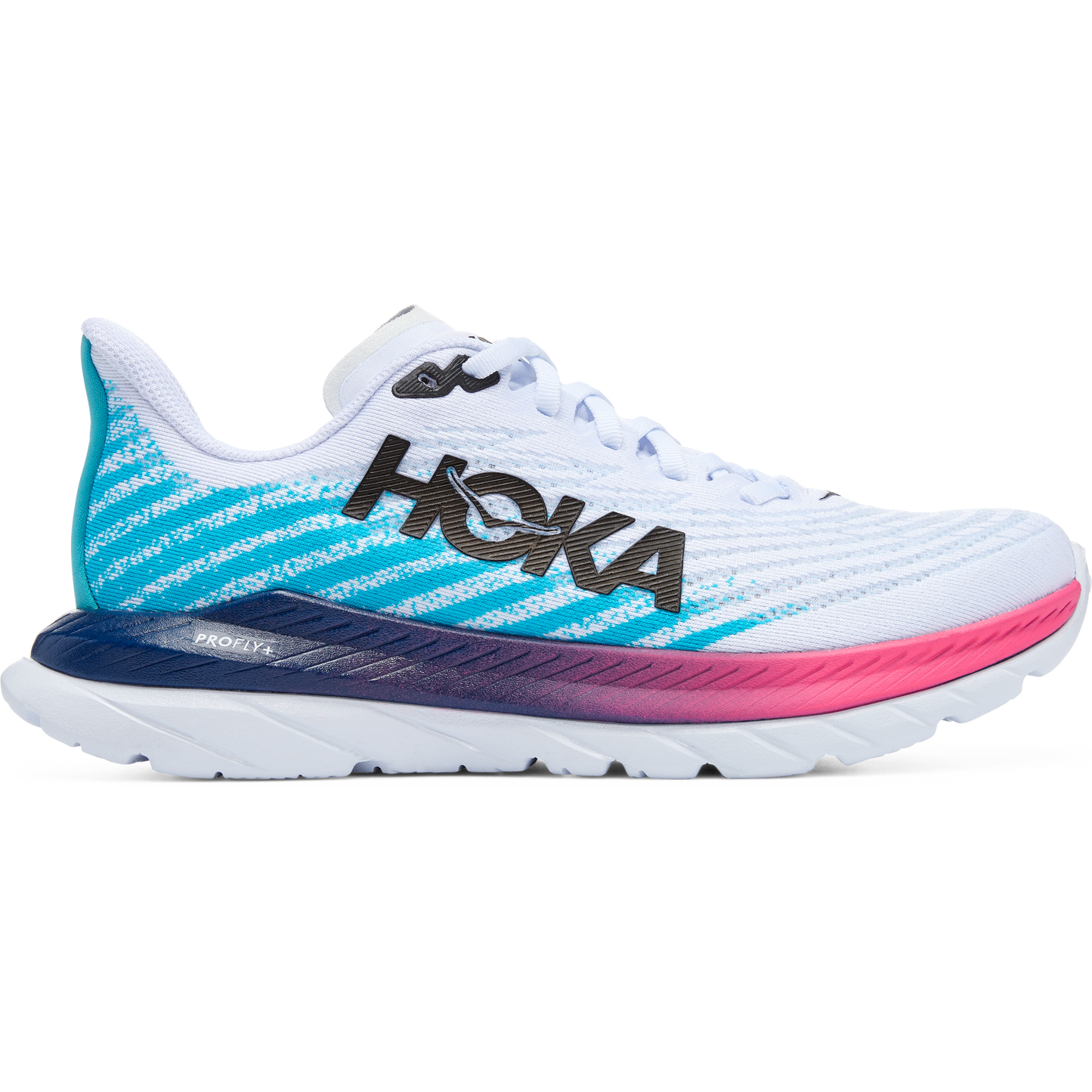 Women's Hoka One One Mach 5, White/Scuba Blue, 11 B Medium
