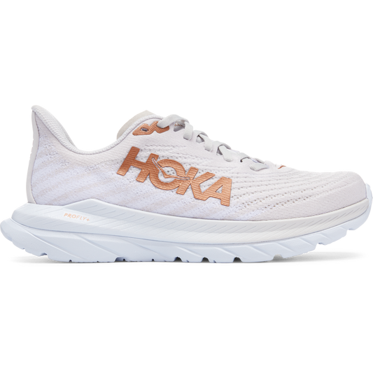 Women's Hoka One One Mach 5, White/Copper, 8.5 B Medium