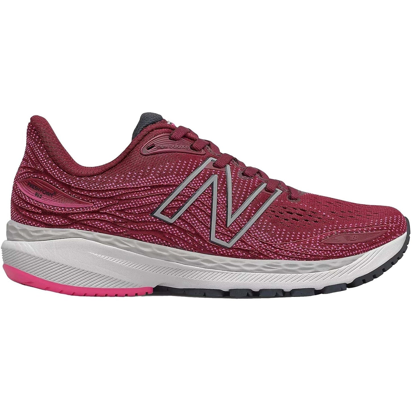 Women's New Balance Fresh Foam X 860v12, Garnet/Pink Glo, 7 B Medium