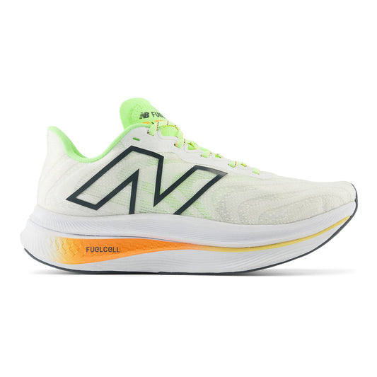 Women's New Balance FuelCell SuperComp Trainer v2, White/Bleached Lime Glo/Hot Mango, 7.5 B Medium