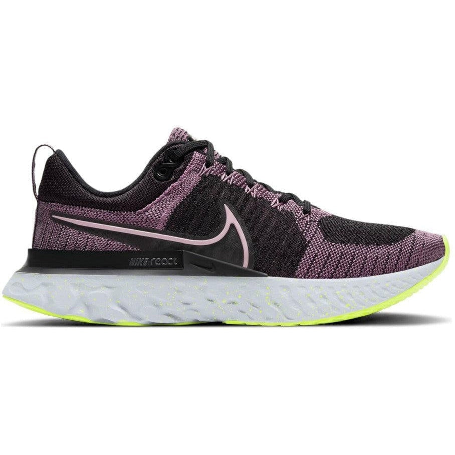 Women's Nike React Infinity Run Flyknit 2, Violet Dust/Elemental Pink/Black/Cyber, 7.5 B Medium