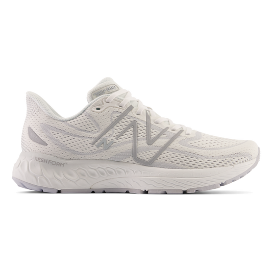 Women's New Balance Fresh Foam X 880v13, White/Granite/Silver Metallic, 9 D Wide