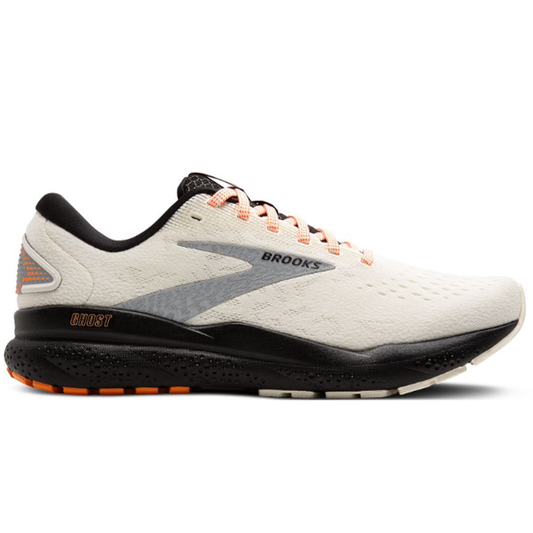 Men's Brooks Ghost 16, Ecru/Orange/Black, 9.5 D Medium