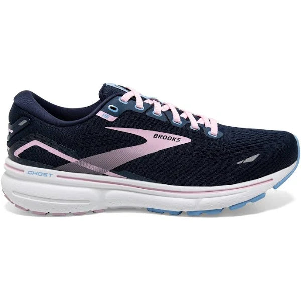 Women's Brooks Ghost 15, Peacoat/Pink/Open Air, 7 B Medium