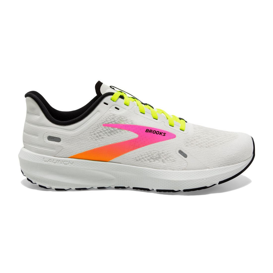 Men's Brooks Launch 9, White/Pink/Nightlife, 10.5 D Medium