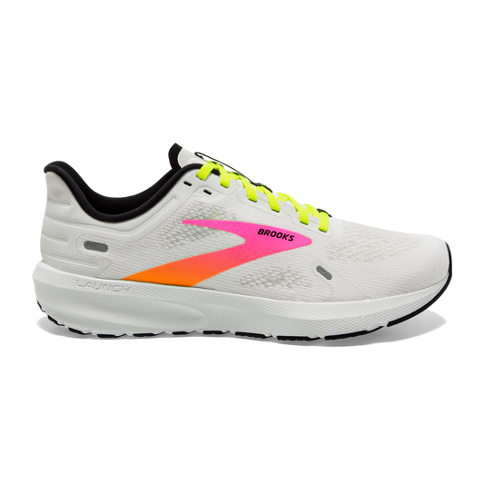 Men's Brooks Launch 9, White/Pink/Nightlife, 10.5 D Medium