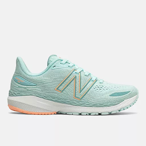 Women's New Balance Fresh Foam X 860v12, Pale Blue Chill/Light Mango, 9.5 D Wide
