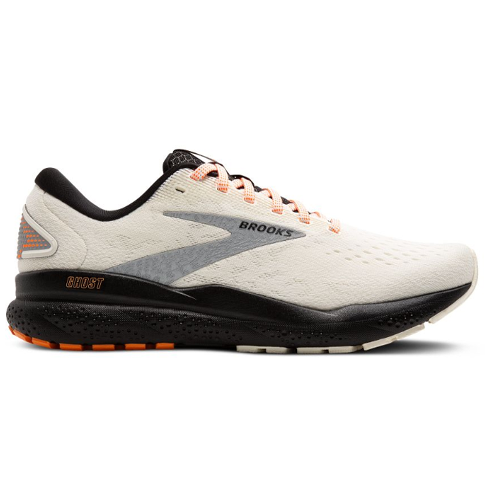 Women's Brooks Ghost 16, Ecru/Orange/Black, 9 B Medium