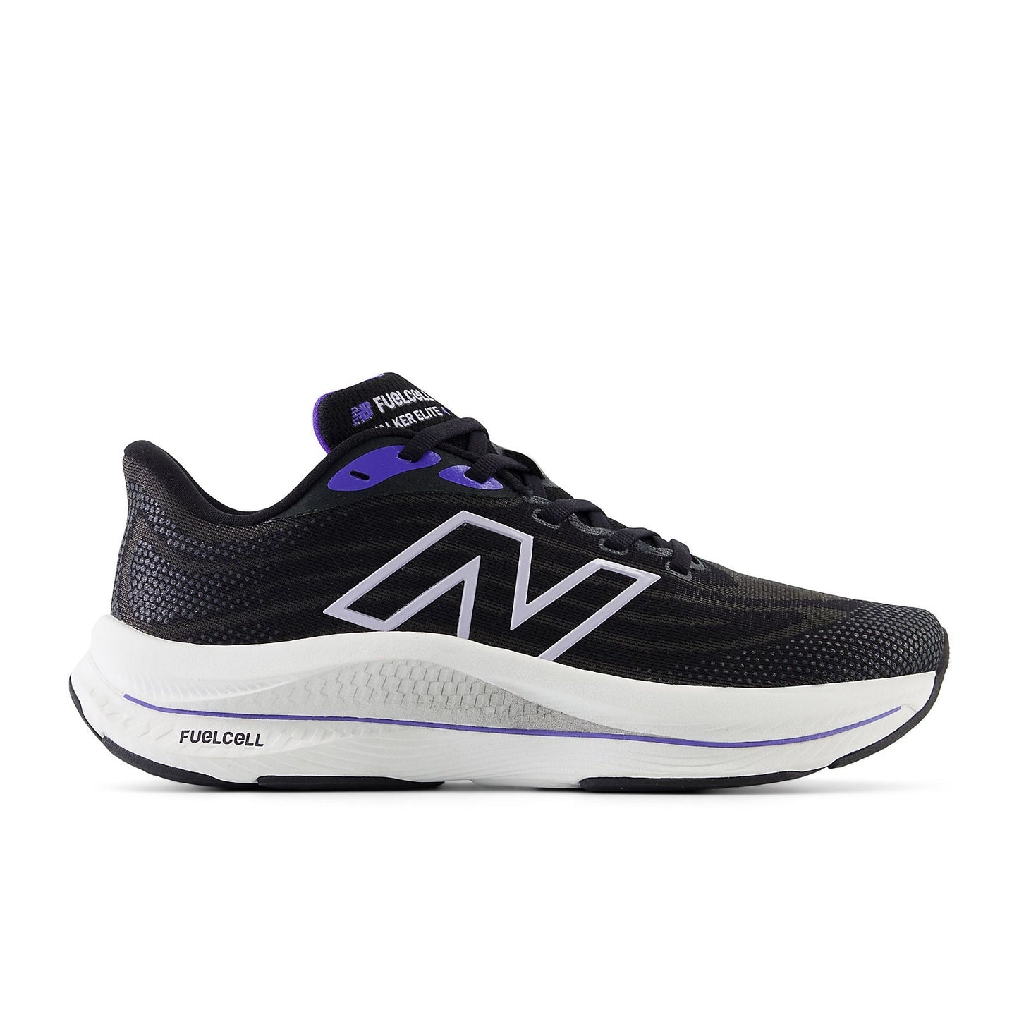 Women's New Balance FuelCell Walker Elite, Black/Electric Indigo/Grey Violet, 8 B Medium